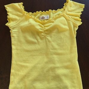yellow off the shoulder crop top